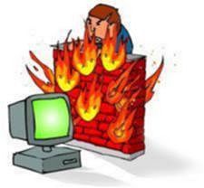 Cartoon of leterally a wall on fire next to a computer monitor.